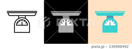 赤ちゃんを乗せる体重計アイコン 136998492