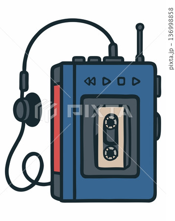 Classic Walkman Style Cassette Player with Wired Headphones 136998858
