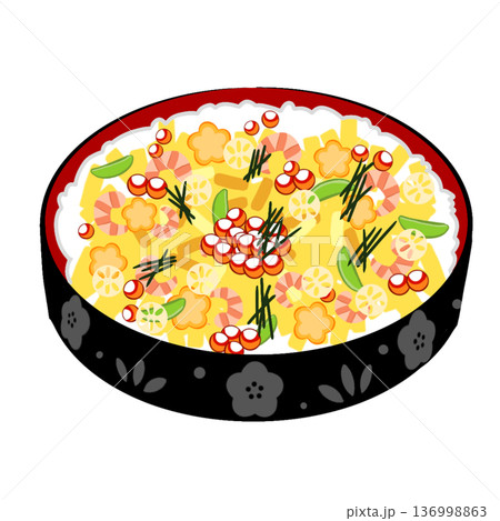 ひな祭りを彩るちらし寿司のイラストアイコン 136998863