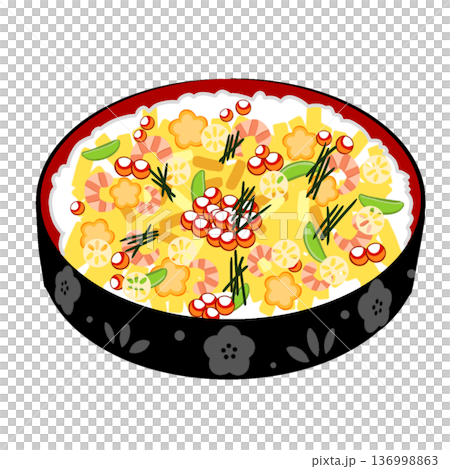 ひな祭りを彩るちらし寿司のイラストアイコン 136998863