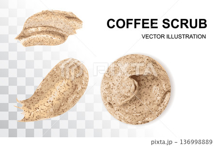 Coffee Scrub Smear Isolated, Body Peeling Cream Sample 136998889