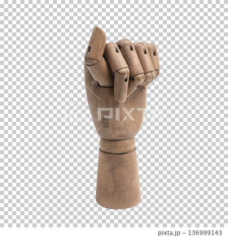 a wooden hand making a closed fist gesture a wooden hand making a closed fist gesture 136999143
