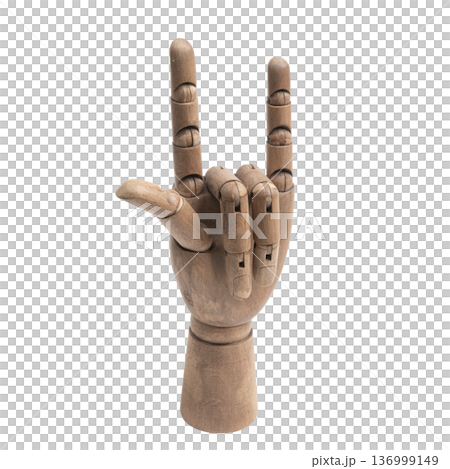 a wooden hand making a gesture a wooden hand making a gesture 136999149