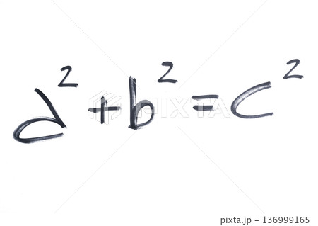 Pythagoras' theorem written with a black marker 136999165