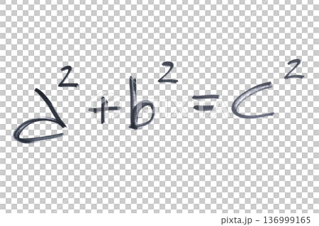 Pythagoras' theorem written with a black marker 136999165