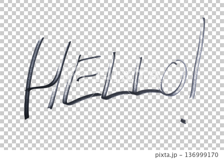 the word HELLO written with a black marker 136999170