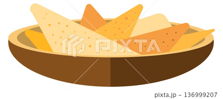 Mexican corn chips. Nachos plate cartoon icon Mexican corn chips. Nachos plate cartoon icon 136999207
