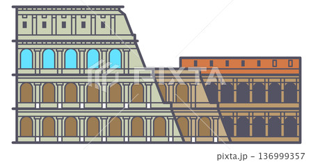 Coliseum color icon. European travel line logo 136999357