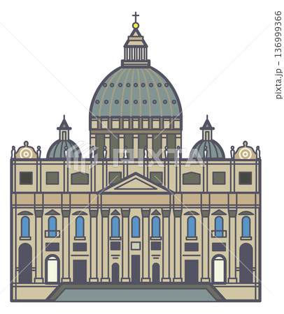 Rome cathedral church line icon. Color landmark 136999366