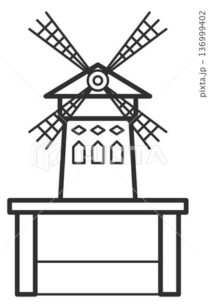 Decorative windmill icon. European logo. Tourism symbol 136999402
