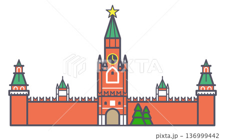 Kremlin color icon. Russia landmark. Moscow symbol 136999442