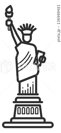 Statue of liberty line icon. Famous usa symbol 136999481