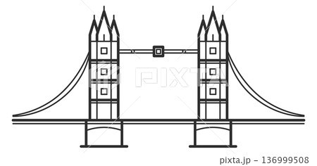 London bridge. Old city landmark line icon 136999508