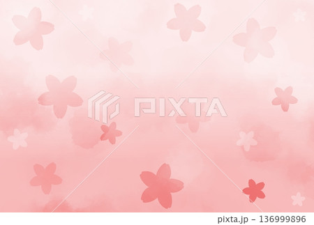 ピンク色のたくさんの桜が咲いている背景 136999896