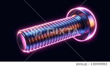 Neon-Lit Metal Screw with Futuristic Glow 136999963