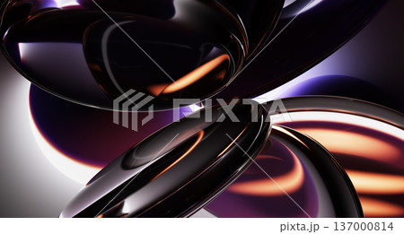 Neon glass circle discs swirl vortex effect on dark 3d background. Abstract dynamic circular pattern of round transparent lens with red orange blue gradient, solar eclipse light bg. 3D illustration Neon glass circle discs swirl vortex effect on dark 3d background. Abstract dynamic circular pattern of round transparent lens with red orange blue gradient, solar eclipse light bg. 3D illustration 137000814