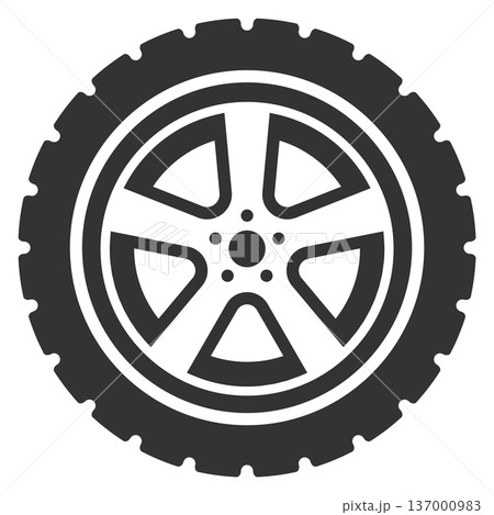 Car wheel black icon. Mechanical part symbol 137000983