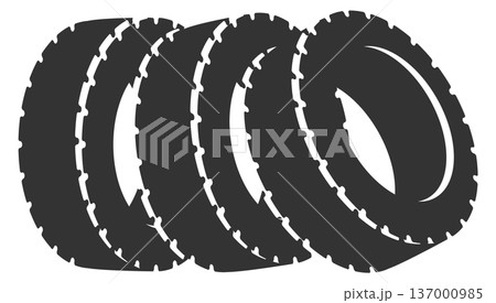 Pile of car tires. Auto garage black logo 137000985