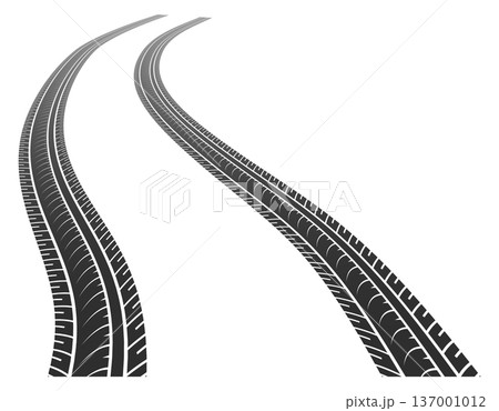 Winding car track. Transport marks black element Winding car track. Transport marks black element 137001012
