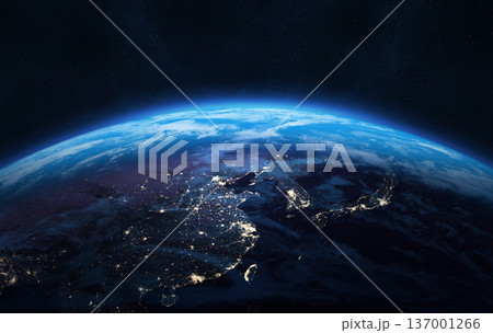 Planet Earth from the space at night. East Asia. 137001266
