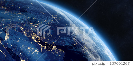 Earth at night. UAE, Iran, Saudi Arabia. Middle East. 137001267