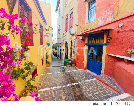 cosy street of Chania, Crete, Greece cosy street of Chania, Crete, Greece 137001497