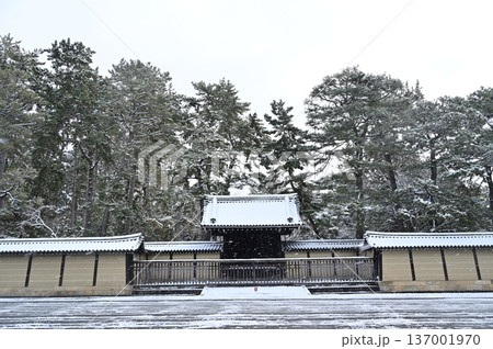 雪の日の京都御苑の景色 雪の日の京都御苑の景色 137001970