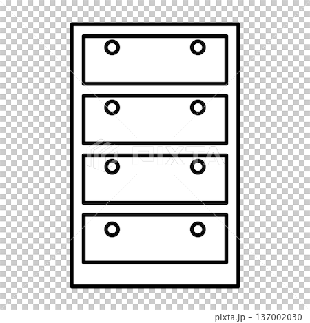 從正面看的四抽屜櫃示意圖 137002030