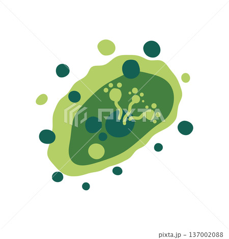 Microscopic mold colony in a damp indoor environment shows green and black fungus growth illustration. Microscopic mold colony in a damp indoor environment shows green and black fungus growth illustration. 137002088