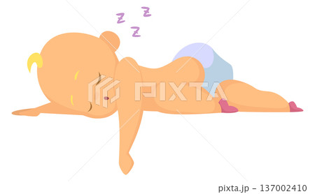 Sleeping newborn character. Baby toddler cartoon mascot 137002410