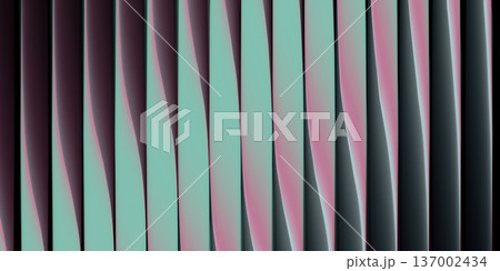 Abstract blue glass structure with gradient pink violet neon light effects renders futuristic 3D background featuring ribbed crystalline geometric design elements. Abstract blue glass structure with gradient pink violet neon light effects renders futuristic 3D background featuring ribbed crystalline geometric design elements. 137002434