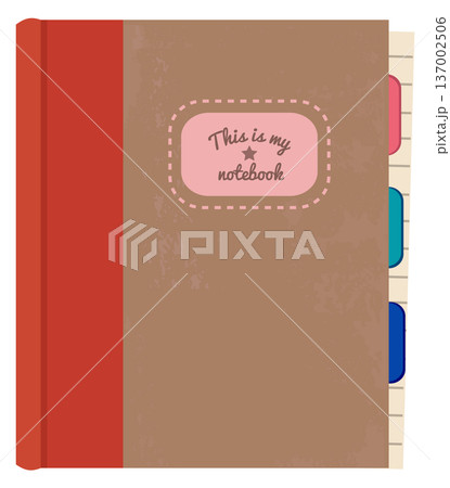 Personal notebook organizer with color sticky bookmarks. Realistic planner Personal notebook organizer with color sticky bookmarks. Realistic planner 137002506