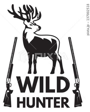 Wild hunter badge. Deer hunt weapon sticker 137002518