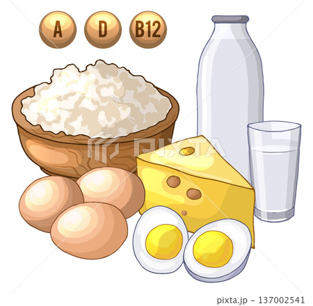 Dairy products and eggs. Natural healthy nutrition concept 137002541