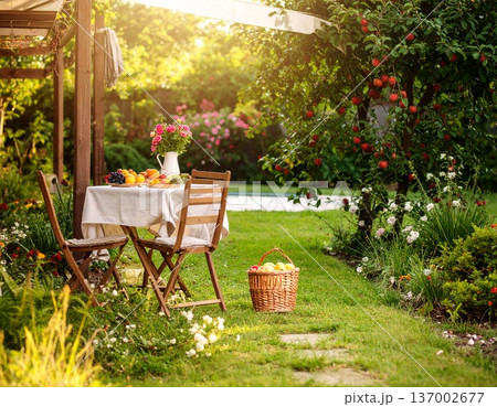 outdoor restaurant table setting for dinner outdoor restaurant table setting for dinner 137002677