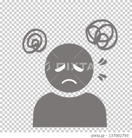 Confused and worried person icon (gray) 137002793