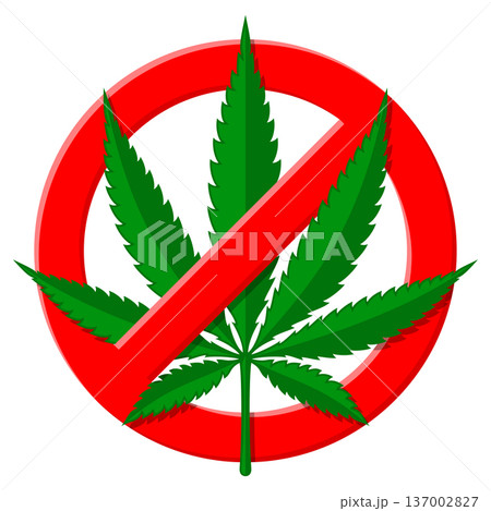 Stop Sign with Hemp Leaf 137002827