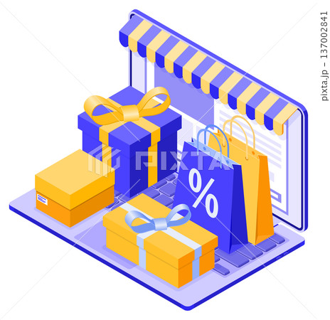 Isometric Online Internet Shopping 137002841