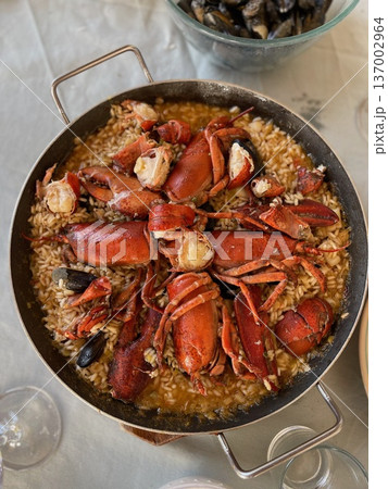 Mediterranean Rice with Prawns or Langoustines 137002964