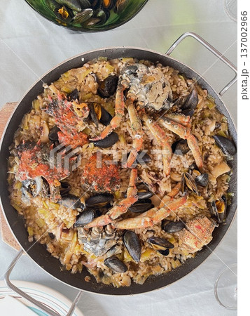 Mediterranean Rice with Prawns or Langoustines 137002966