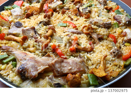 Mediterranean Rice with Prawns or Langoustines Mediterranean Rice with Prawns or Langoustines 137002975