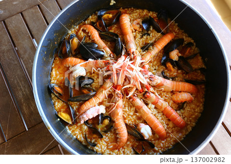 Mediterranean Rice with Prawns or Langoustines Mediterranean Rice with Prawns or Langoustines 137002982