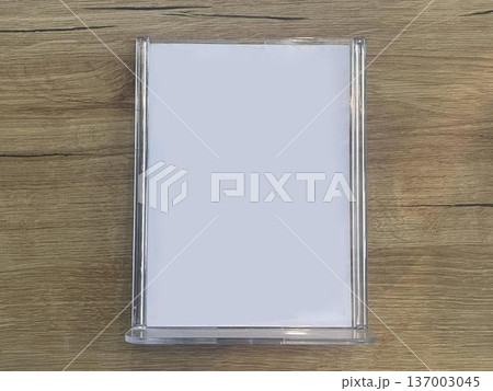 table tent isolated on wooden table 137003045