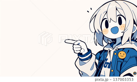 指差ししながら微笑む少女 指差ししながら微笑む少女 137003353