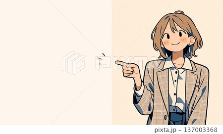 指差ししながら微笑む少女 137003368