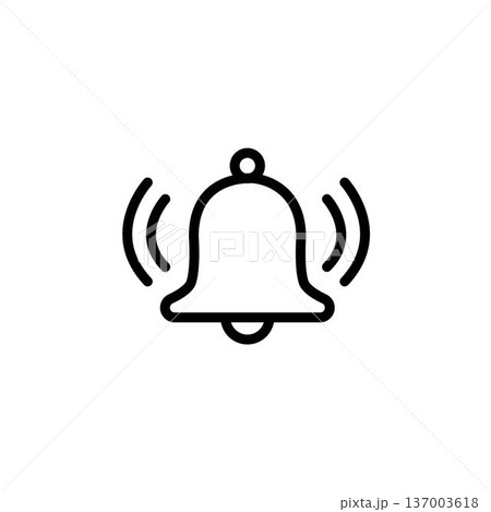 Ringing bell outline icon, simple notification and alert symbol for reminder, alarm, emergency, attention, mobile app interface, web design and communication illustration. Editable stroke. 137003618