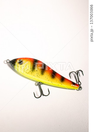 Fishing accessories bobbers, hooks, tackles, baits isolated on white background. Image for shop for fisherman. Close up Fishing accessories bobbers, hooks, tackles, baits isolated on white background. Image for shop for fisherman. Close up 137003866