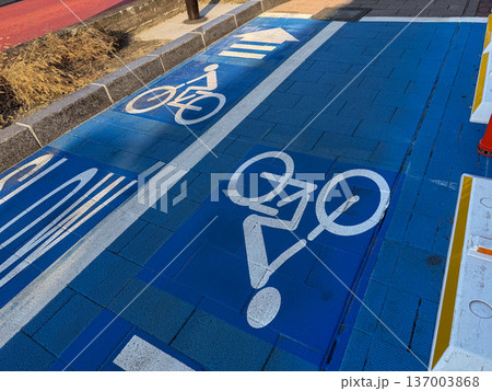 自転車専用レーンがある風景 自転車専用レーンがある風景 137003868