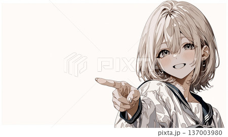 指をさす女性 137003980