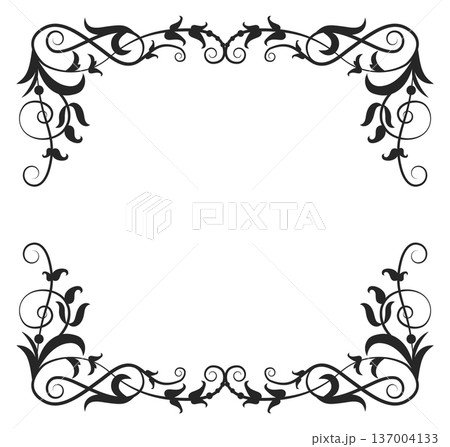 Ornate frame. Decorative baroque floral calligraphic border 137004133